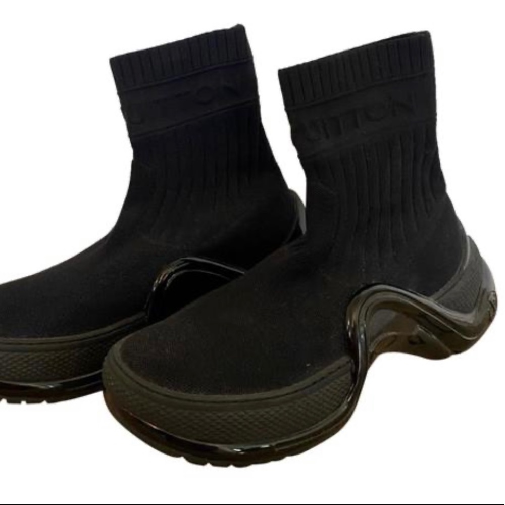 Louis Vuitton Stretch Textile Patent LV Archlight Sneaker Boots 37 Black